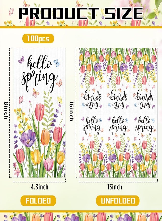 Jingmore 100 Pcs Spring Disposable Paper Guest Towels for Bathroom Floral Butterfly Hand Towels Decorative Hello Spring Napkins for Wedding Bridal Shower Party Summer Kitchen Dinner Table Toilet - Image 3